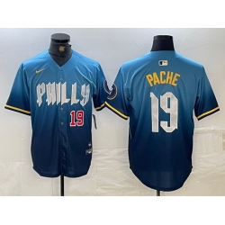 Men Philadelphia Phillies 19 Cristian Pache Blue 2024 City Connect Limited Stitched Jersey 1