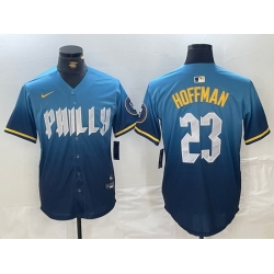 Men Philadelphia Phillies 23 Jeff Hoffman Blue 2024 City Connect Limited Stitched Jersey 2