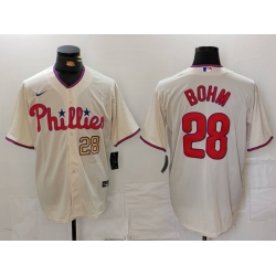 Men Philadelphia Phillies 28 Alec Bohm Cream Cool Base Stitched Jersey 1