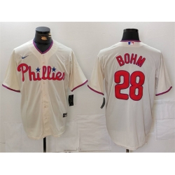 Men Philadelphia Phillies 28 Alec Bohm Cream Cool Base Stitched Jersey