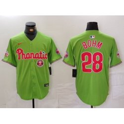 Men Philadelphia Phillies 28 Alec Bohm Green With Patch Stitched Jersey 1