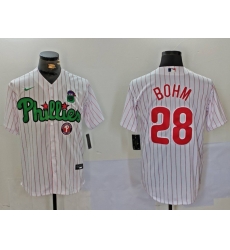 Men Philadelphia Phillies 28 White Green Cool Base Stitched Jersey 3