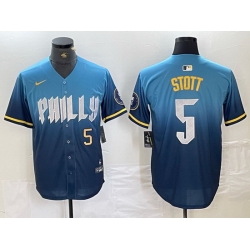 Men Philadelphia Phillies 5 Bryson Stott Blue 2024 City Connect Limited Stitched Jersey 3