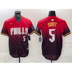 Men Philadelphia Phillies 5 Bryson Stott Red 2024 City Connect Limited Stitched Jersey 1