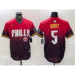 Men Philadelphia Phillies 5 Bryson Stott Red 2024 City Connect Limited Stitched Jersey