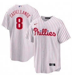 Men Philadelphia Phillies 8 Nick Castellanos White Cool Base Stitched Jersey