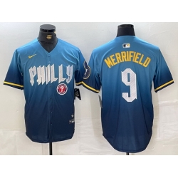 Men Philadelphia Phillies 9 Whit Merrifield Blue 2024 City Connect Limited Stitched Jersey 3