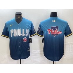 Men Philadelphia Phillies Blank Blue 2024 City Connect Limited Stitched Jersey 2