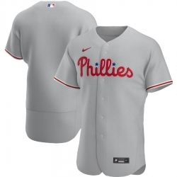 Men Philadelphia Phillies Men Nike Gray Road 2020 Flex Base Official Team MLB Jersey