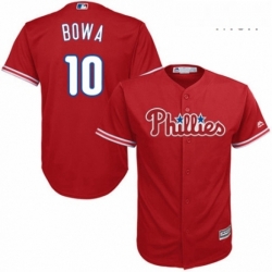 Mens Majestic Philadelphia Phillies 10 Larry Bowa Replica Red Alternate Cool Base MLB Jersey 