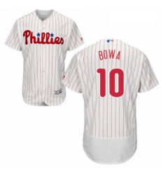 Mens Majestic Philadelphia Phillies 10 Larry Bowa White Home Flex Base Authentic Collection MLB Jersey