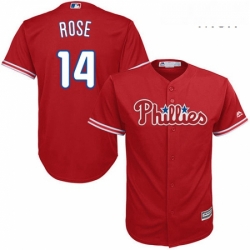 Mens Majestic Philadelphia Phillies 14 Pete Rose Replica Red Alternate Cool Base MLB Jersey