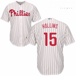 Mens Majestic Philadelphia Phillies 15 Dave Hollins Replica WhiteRed Strip Home Cool Base MLB Jersey