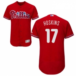 Mens Majestic Philadelphia Phillies 17 Rhys Hoskins Red Alternate Flex Base Authentic Collection MLB Jersey