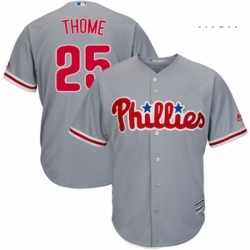 Mens Majestic Philadelphia Phillies 25 Jim Thome Replica Grey Road Cool Base MLB Jersey 