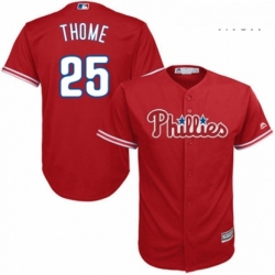 Mens Majestic Philadelphia Phillies 25 Jim Thome Replica Red Alternate Cool Base MLB Jersey 