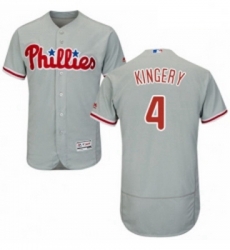 Mens Majestic Philadelphia Phillies 4 Scott Kingery Grey Road Flex Base Authentic Collection MLB Jersey