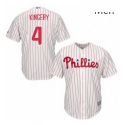 Mens Majestic Philadelphia Phillies 4 Scott Kingery Replica WhiteRed Strip Home Cool Base MLB Jersey 