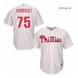 Mens Majestic Philadelphia Phillies 75 Francisco Rodriguez Replica WhiteRed Strip Home Cool Base MLB Jersey 