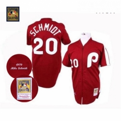 Mens Mitchell and Ness Philadelphia Phillies 20 Mike Schmidt Replica Red Throwback MLB Jersey