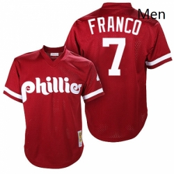 Mens Mitchell and Ness Philadelphia Phillies 7 Maikel Franco Authentic Red Throwback MLB Jersey