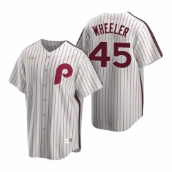 Mens Nike Philadelphia Phillies 45 Zack Wheeler White Cooperstown Collection Home Stitched Baseball Jersey