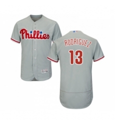 Mens Philadelphia Phillies 13 Sean Rodriguez Grey Road Flex Base Authentic Collection Baseball Jersey