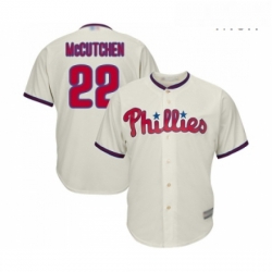 Mens Philadelphia Phillies 22 Andrew McCutchen Replica Cream Alternate Cool Base Baseball Jersey 