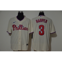 Men's Philadelphia Phillies #3 Bryce Harper Cream Stitched MLB Cool Base Nike Jersey