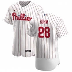 Philadelphia Phillies 28 Alec Bohm Men Nike White Home 2020 Authentic Player MLB Jersey