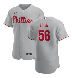 Philadelphia Phillies 56 Zach Eflin Men Nike Gray Road 2020 Authentic Player MLB Jersey