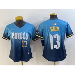 Women Philadelphia Phillies 13 Stub Blue 2024 City Connect Limited Stitched Baseball Jerseys 1