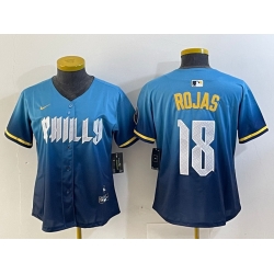 Women Philadelphia Phillies 18 Johan Rojas Blue 2024 City Connect Limited Stitched jerseys