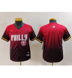 Women Philadelphia Phillies Blank Red 2024 City Connect Limited Stitched Baseball Jersey 1