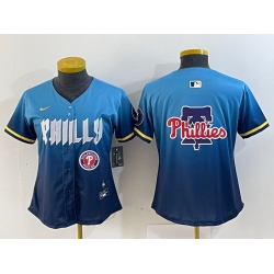 Women  Philadelphia Phillies Team Big Logo Blue 2024 City Connect Limited Stitched Baseball Jersey 8