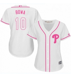 Womens Majestic Philadelphia Phillies 10 Larry Bowa Replica White Fashion Cool Base MLB Jersey 