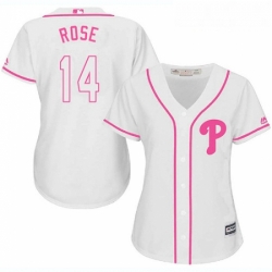 Womens Majestic Philadelphia Phillies 14 Pete Rose Replica White Fashion Cool Base MLB Jersey