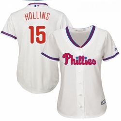 Womens Majestic Philadelphia Phillies 15 Dave Hollins Authentic Cream Alternate Cool Base MLB Jersey