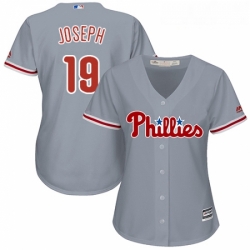 Womens Majestic Philadelphia Phillies 19 Tommy Joseph Authentic Grey Road Cool Base MLB Jersey 