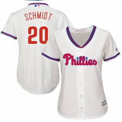 Womens Majestic Philadelphia Phillies 20 Mike Schmidt Authentic Cream Alternate Cool Base MLB Jersey