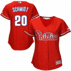 Womens Majestic Philadelphia Phillies 20 Mike Schmidt Replica Red Alternate Cool Base MLB Jersey