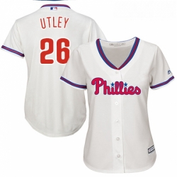 Womens Majestic Philadelphia Phillies 26 Chase Utley Authentic Cream Alternate Cool Base MLB Jersey