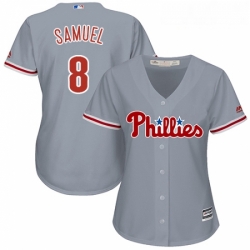 Womens Majestic Philadelphia Phillies 8 Juan Samuel Replica Grey Road Cool Base MLB Jersey