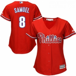 Womens Majestic Philadelphia Phillies 8 Juan Samuel Replica Red Alternate Cool Base MLB Jersey