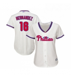 Womens Philadelphia Phillies 16 Cesar Hernandez Replica Cream Alternate Cool Base Baseball Jersey 