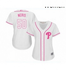 Womens Philadelphia Phillies 50 Hector Neris Replica White Fashion Cool Base Baseball Jersey 