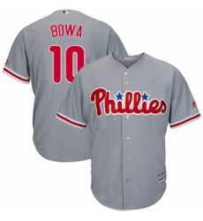 Youth Majestic Philadelphia Phillies 10 Larry Bowa Authentic Grey Road Cool Base MLB Jersey 