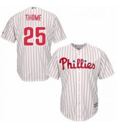 Youth Majestic Philadelphia Phillies 25 Jim Thome Replica WhiteRed Strip Home Cool Base MLB Jersey 