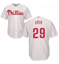 Youth Majestic Philadelphia Phillies 29 John Kruk Replica WhiteRed Strip Home Cool Base MLB Jersey