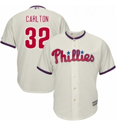 Youth Majestic Philadelphia Phillies 32 Steve Carlton Replica Cream Alternate Cool Base MLB Jersey